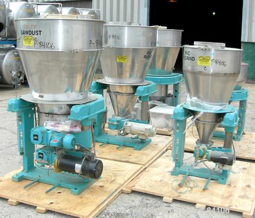 USED: Accurate Volumetric Feeding System consisting of: (1) Multi feeder, 26.25 pounds per minute max, 2.03 min. Approximate 3" diameter auger, driven by a 2.2/1.5 kw, 180 volt, DC gearmotor with hop...