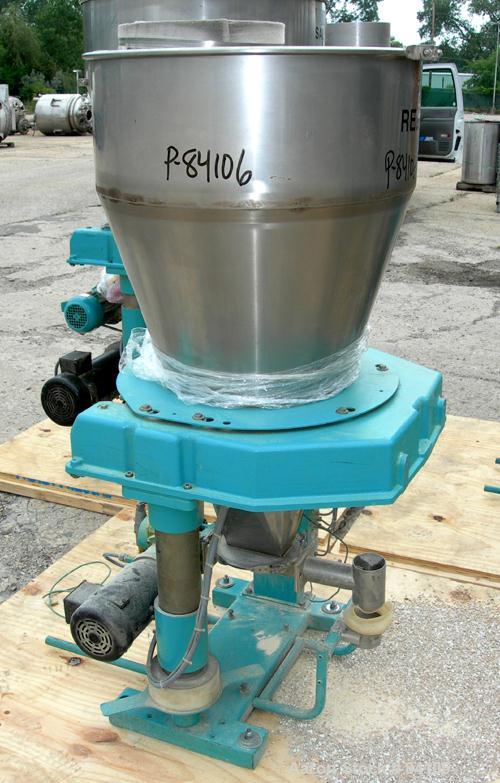 USED: Accurate Volumetric Feeding System consisting of: (1) Multi feeder, 26.25 pounds per minute max, 2.03 min. Approximate 3" diameter auger, driven by a 2.2/1.5 kw, 180 volt, DC gearmotor with hop...
