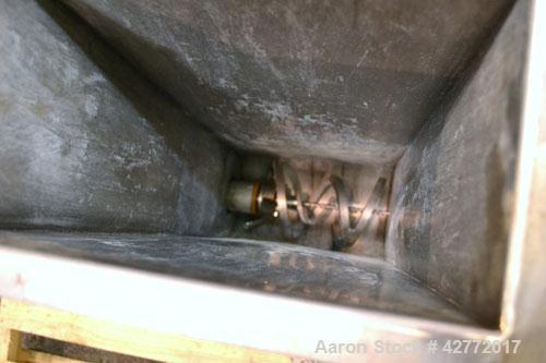 Used Acrison Volumetric Dry Ingredient Feeder, Model 105-A, 304 Stainless Steel. Feed rate to (0.27) cubic feet per hour. Approximate 3/8" diameter x 21" long metering auger with intromitter. Driven ...