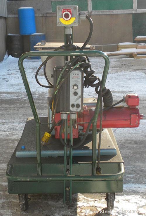 Used Acrison Volumetric Dry Ingredient Feeder, model 105-E, 304 stainless steel. Feed rate to 6 cubic feet per hour. 1-3/8" diameter x 24" long metering auger, (1) intromitter, driven by a 1/2 hp, 90...