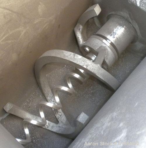 Used Acrison Volumetric Dry Ingredient Feeder, model 105-E, 304 stainless steel. Feed rate to 6 cubic feet per hour. 1-3/8" diameter x 24" long metering auger, (1) intromitter, driven by a 1/2 hp, 90...