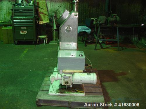 Used Acrison Volumetric Feeder, model 105Z-G, stainless steel. 2-1/2" diameter x 12" long tube, driven by a 1 hp DC motor with controller. Hopper extension. Approximately 29 cubic feet an hour capaci...