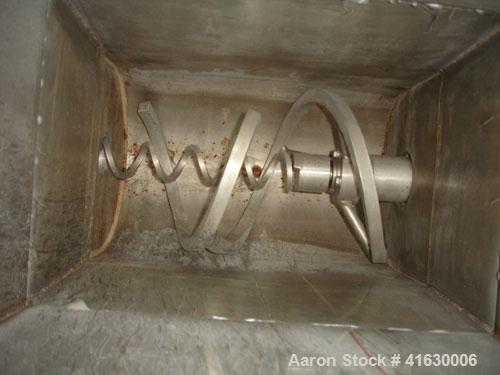 Used Acrison Volumetric Feeder, model 105Z-G, stainless steel. 2-1/2" diameter x 12" long tube, driven by a 1 hp DC motor with controller. Hopper extension. Approximately 29 cubic feet an hour capaci...
