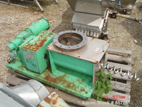 USED: Acrison volumetric feeder, model 105Z-H, 316 stainless steel. 2-3/4" diameter x 36" long metering auger, (1) intromitter, driven by a 1 hp, 90 volt, 1725 rpm DC gearmotor, ratio 15:1. Trough me...