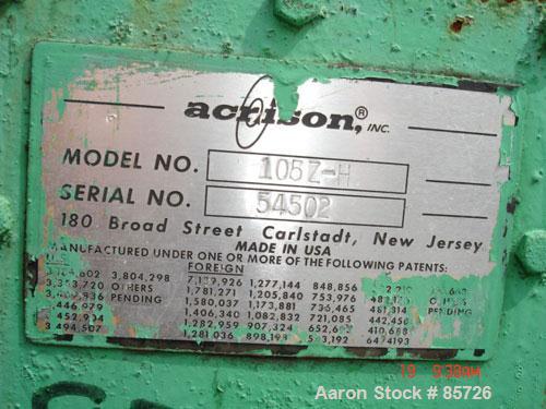 USED: Acrison volumetric feeder, model 105Z-H, 316 stainless steel. 2-3/4" diameter x 36" long metering auger, (1) intromitter, driven by a 1 hp, 90 volt, 1725 rpm DC gearmotor, ratio 15:1. Trough me...