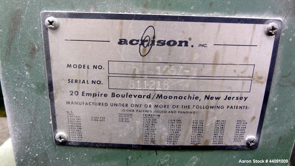 Used- Stainless Steel Acrison Volumetric Dry Ingredient Feeder, Model 105Z-N