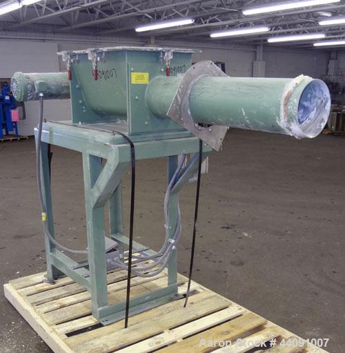 Used Acrison Volumetric Feeder, Model 130-S/2, 304 Stainless Steel. Approximate 6” diameter metering auger. Feed rate approximate 60 cubic feet per hour. Driven by a 1hp, 90 volt, 1750 rpm DC gear mo...