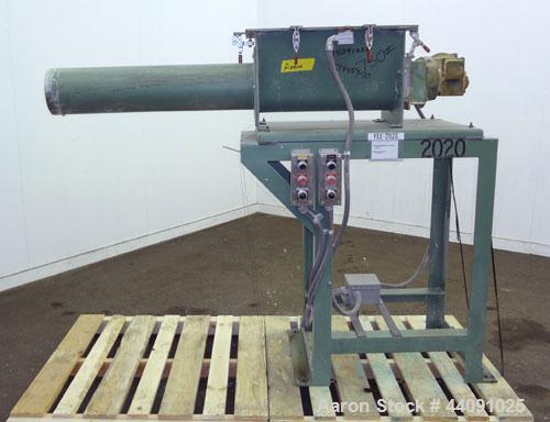 Used Acrison Volumetric Feeder, Model 130-S/2, 304 Stainless Steel. Approximate 6" diameter metering auger. Feed rate approximate 60 cubic feet per hour. Driven by a 1hp, 90 volt, 1750 rpm DC gear mo...