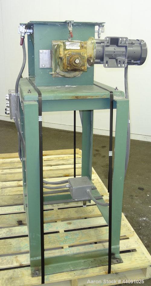 Used Acrison Volumetric Feeder, Model 130-S/2, 304 Stainless Steel. Approximate 6" diameter metering auger. Feed rate approximate 60 cubic feet per hour. Driven by a 1hp, 90 volt, 1750 rpm DC gear mo...