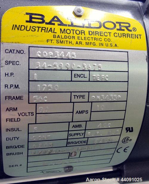 Used Acrison Volumetric Feeder, Model 130-S/2, 304 Stainless Steel. Approximate 6" diameter metering auger. Feed rate approximate 60 cubic feet per hour. Driven by a 1hp, 90 volt, 1750 rpm DC gear mo...