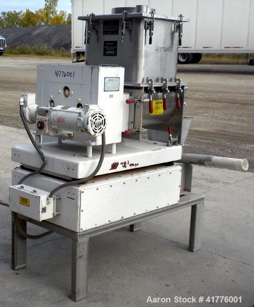 Used Acrison Weight-Loss Differential Weigh Feeder, Model 402-200-100-BDF-1.5-EE, 304 Stainless Steel. Feed Range 200 pounds per hour maximum, scale capacity 100 pounds. Bin discharger feeder rated 5...