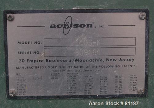 Used Acrison Model 403B Continuous Feeder System Consisting Of: (1) Acrison high capacity volumetric dry feeder, model 140SK, 304 stainless steel. Approximate 3-1/4" diameter x 5' long metering auger...