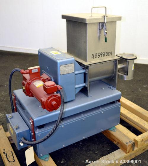 Used Acrison Weight-Loss-Differential Weigh Feeder, Model 405-50-50-BDF1-D/2, 304 Stainless Steel. Feed range 50 pounds per hour maximum. Triple auger/agitator metering with (2) large agitators, and ...