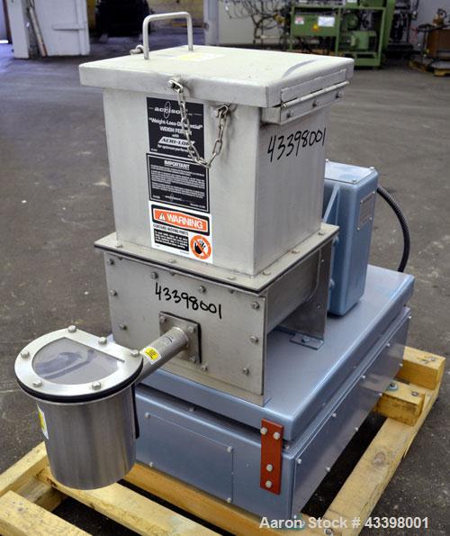 Used Acrison Weight-Loss-Differential Weigh Feeder, Model 405-50-50-BDF1-D/2, 304 Stainless Steel. Feed range 50 pounds per hour maximum. Triple auger/agitator metering with (2) large agitators, and ...