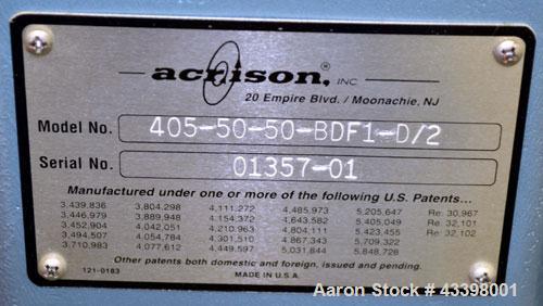 Used Acrison Weight-Loss-Differential Weigh Feeder, Model 405-50-50-BDF1-D/2, 304 Stainless Steel. Feed range 50 pounds per hour maximum. Triple auger/agitator metering with (2) large agitators, and ...