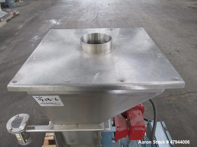 Used Acrison Loss In Weight Feeder, Model 407-200-100-101-0-00. Stainless steel construction, approximately 2" diameter x 9' long screw, 0.5hp DC motor with control panel. Serial #04589-02.
