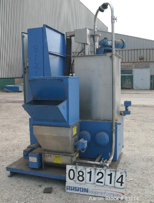 USED: Acrison Polymair 500 polyelectrolyte processing system, model 500-100-400, consisting of (1) Acrison dry polymer volumetric feeder, model 105Z. 1-1/2" diameter x approx 36" long metering auger ...