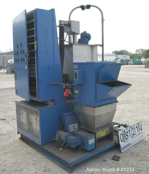 USED: Acrison Polymair 500 polyelectrolyte processing system, model 500-100-400, consisting of (1) Acrison dry polymer volumetric feeder, model 105Z. 1-1/2" diameter x approx 36" long metering auger ...