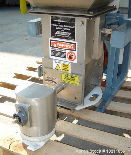 Used-Acrison Weigh Feeder, Stainless Steel Contact Parts and Screw, Model GP403-300-100-101-DD. Drive is a Baldor direct cur...