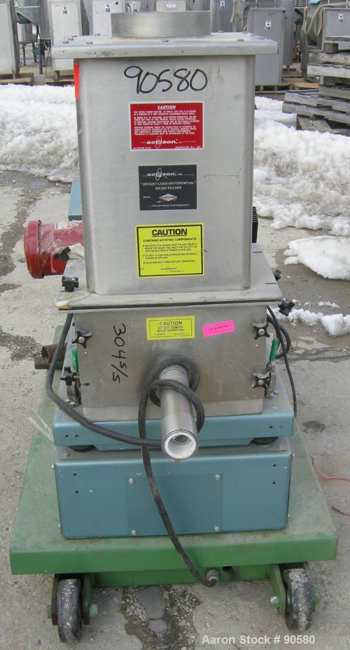 Used: Acrison weight-loss-differential feeder, model A405-175-80-BDF1-F, 304 stainless steel.Bin discharger metering hopper system with an approimately 1 3/4" diameter x 24" long feed screw. 11" x 14...