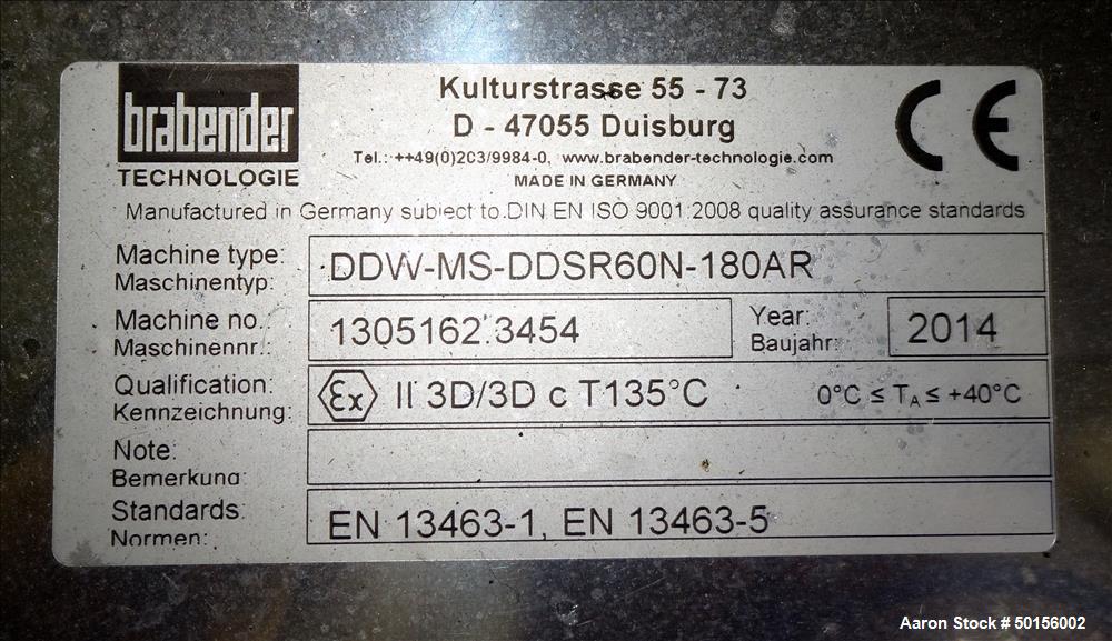 Unused- Brabender Loss-In-Weight Vibratory Feeder, Model DDW-MS-DDSR60N-180AR