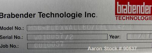UNUSED: Brabender loss in weight feeder, model MS6 FLEXWALL/80/0PLUS-200, stainless steel. Approximate 2 1/2" diameter x 36" long stainless steel screw, Approx feed rate 150-500 pounds an  
hour at 3...
