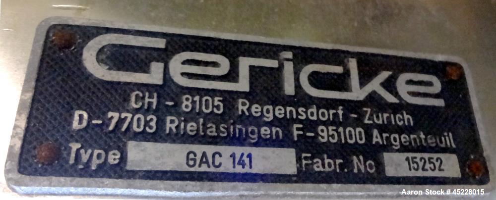 Used- Gericke Gravimetric Loss-in-Weight Feeder, Model DIW-141-2000, 304 Stainless Steel. Consisting of (1) Gericke model GA...