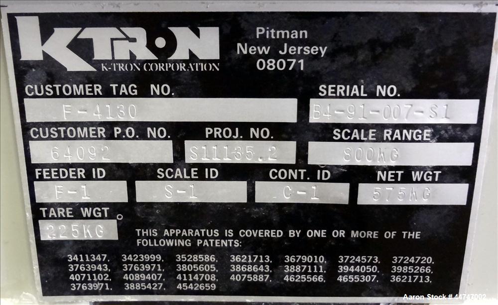 Used K-Tron Volumetric Loss In Weight Feeding System