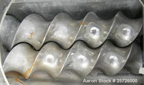 Used K-Tron screw type modular loss in weight feeder, model K-MLT80, 304 stainless steel. Approximately 3" diameter twin screw design, driven by a 1 1/2 hp, 180 volt, 1750 rpm DC motor, approximately...