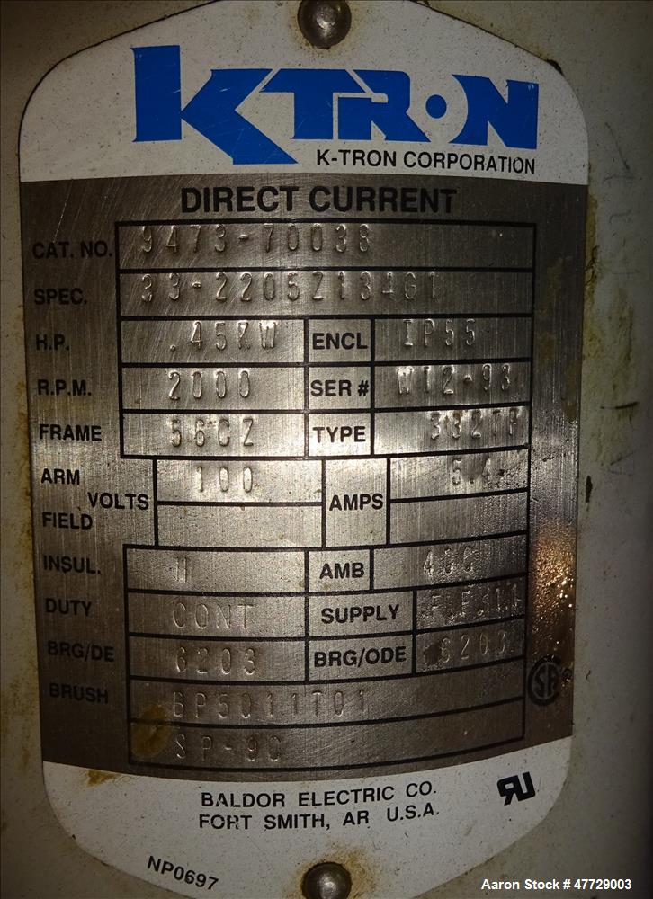 Used K-Tron Loss-in-Weight Feeder, Model K2LT20, 316 Stainless Steel.