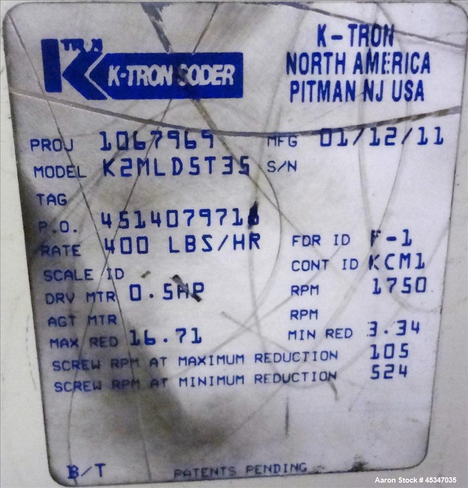 Used Stainless Steel K-Tron Feeder, Model K2-ML-T35