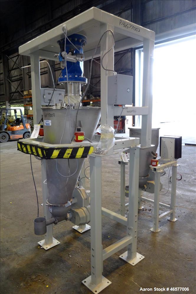 Used Feeder System Consisting of  (1) K-Tron feeder model K2MLS rated for 300 pounds per hour driven by a 0.45 kw, 200 volt, 2000 rpm motor (1) K-Tron feeder model K2MLT20 rated for 20 pounds per hou...