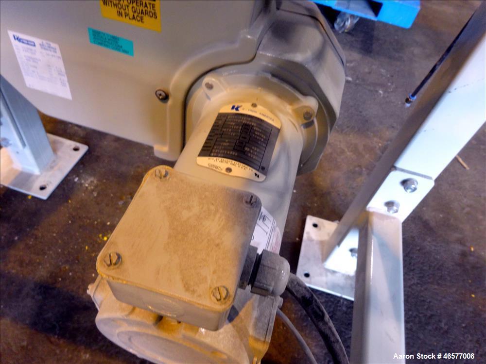 Used Feeder System Consisting of  (1) K-Tron feeder model K2MLS rated for 300 pounds per hour driven by a 0.45 kw, 200 volt, 2000 rpm motor (1) K-Tron feeder model K2MLT20 rated for 20 pounds per hou...