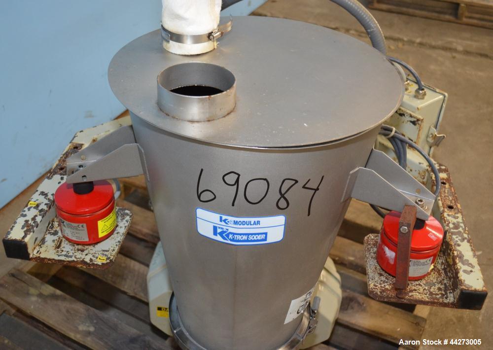 Used K-Tron Screw Type Modular Loss In Weight Feeder, Model K2MLT20, Stainless Steel. Approximate 3/4" diameter x 10" long twin screw design, driven by a 0.45kw, 100 volt DC motor. Approximate 30 pou...