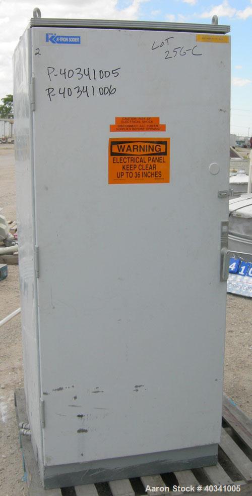 Used K-Tron Modular Loss In Weight Feeder Sytem consisting of: (2) Model K2MLT60 feeders, 316 stainless steel. Twin screw design, each driven by a 1 1/2 HP, 180/200 Volt, 1750 RPM XP DC motor, each a...