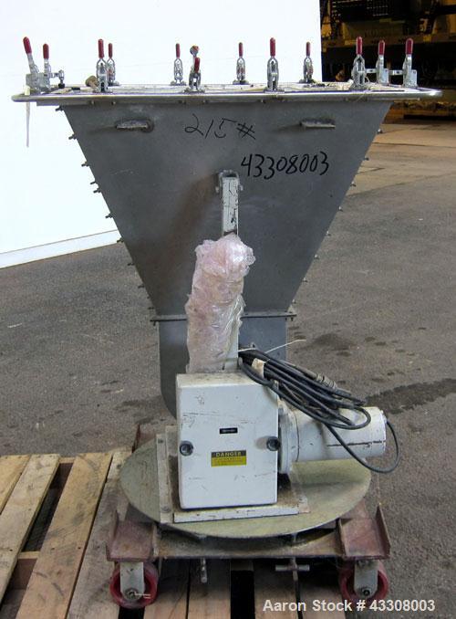 Used K-Tron Volumetric Twin Screw Feeder, Model T35-1-B-2-32-00-A, 304 Stainless Steel. (2) Approximate 1" diameter x 12" long screws, driven by a 1/4 hp motor, approximate 530 pound an hour capacity...
