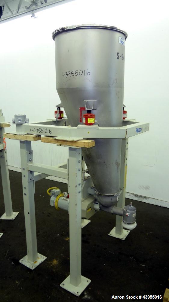 Used K-Tron Volumetric Feeding System consisting of: (1) K-Tron Feeder Model K2MLS60, Stainless Steel. Approximate 2" diameter x 16" long screw driven by a .45kw, 200 volt, 2000 rpm motor. 2000 pound...