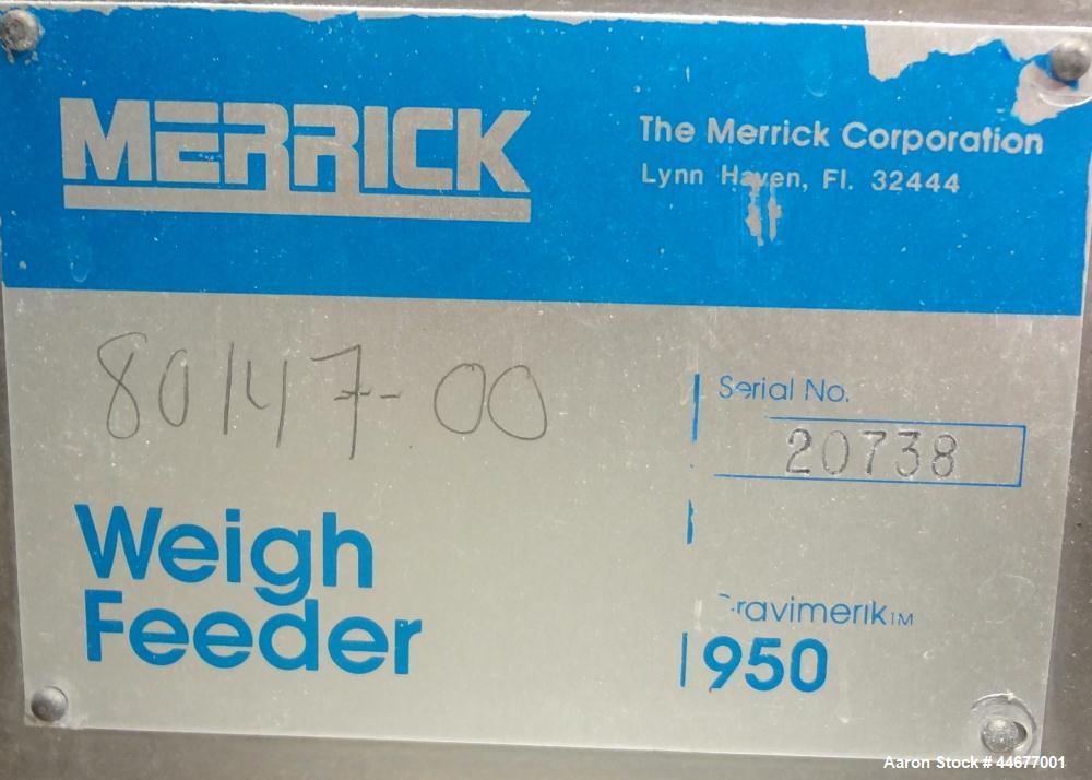 Used Stainless Steel Merrick Industries Weigh Belt Feeder, Model Gravimerik 950