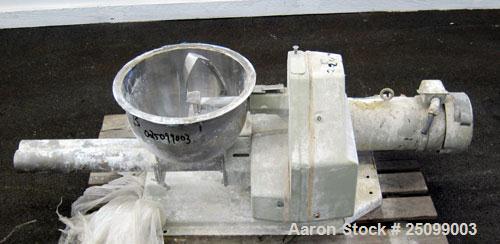 Used K-Tron Volumetric Twin Screw Feeder, Model K2V-T60. Approximate 1766 pounds per hour output. (2) Approximate 2” diameter intermeshing 304 stainless steel screws, driven by an approximate 1hp DC ...