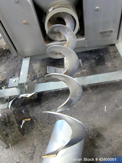 Used Schenck Accu-Rate 1200 Series Dry Material Feeder, Model 1205, 304 Stainless Steel. Approximately 6" diameter x 43-1/2" long helix, feed rate approximately 965 cubic feet an hour. Driven by (2) ...