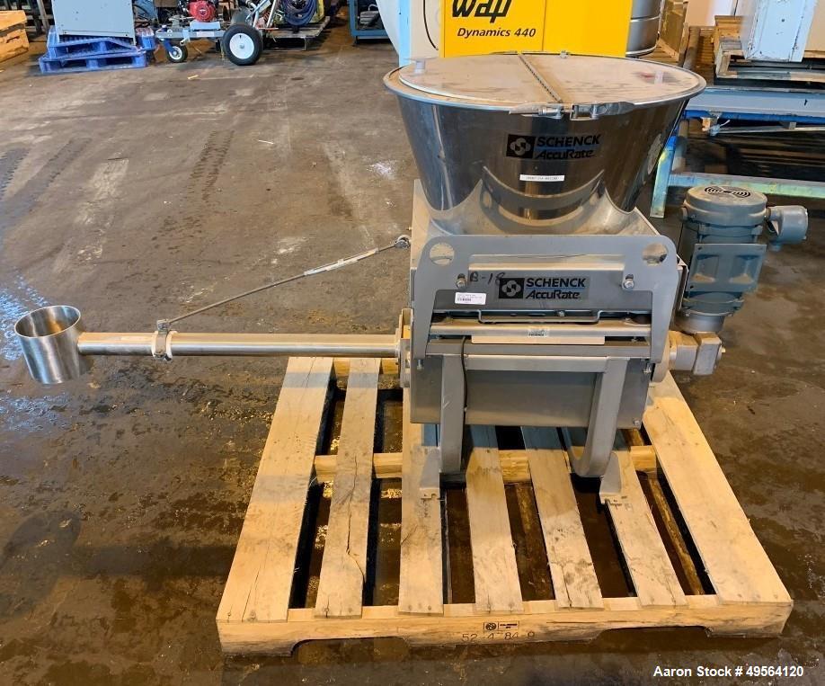 Used Schenck Volumetric Feeder, Model MODMC-IG-1AX. Stainless steel construction. 2" Diameter x 34" long auger. Serial# 65067-01A-MECGM.
