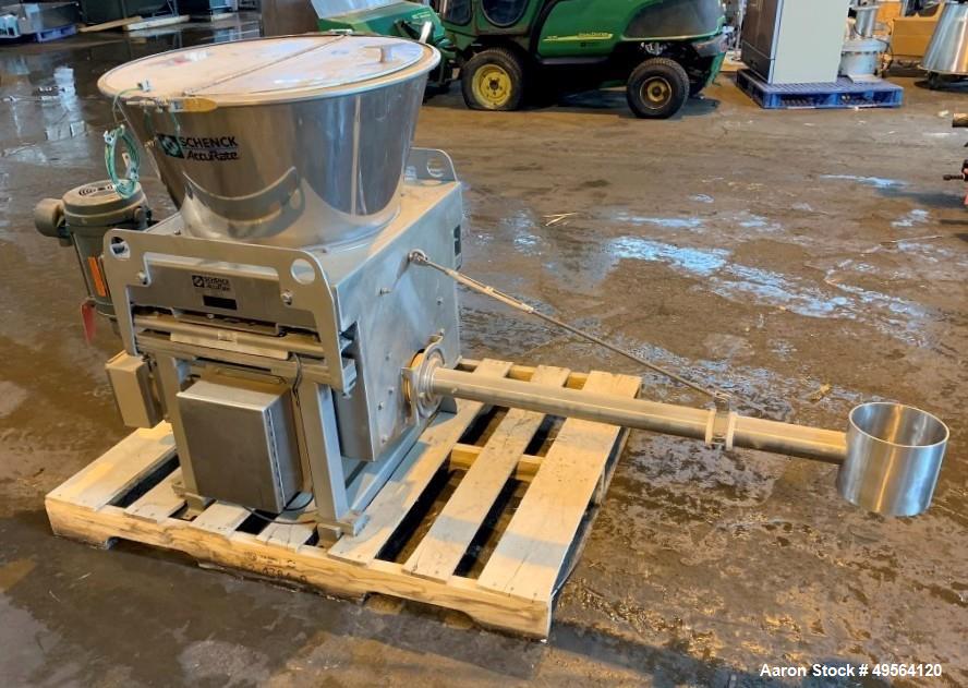 Used Schenck Volumetric Feeder, Model MODMC-IG-1AX. Stainless steel construction. 2" Diameter x 34" long auger. Serial# 65067-01A-MECGM.
