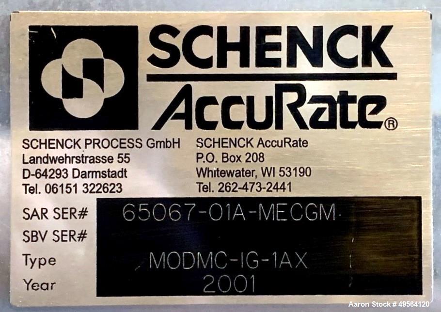 Used Schenck Volumetric Feeder, Model MODMC-IG-1AX. Stainless steel construction. 2" Diameter x 34" long auger. Serial# 65067-01A-MECGM.