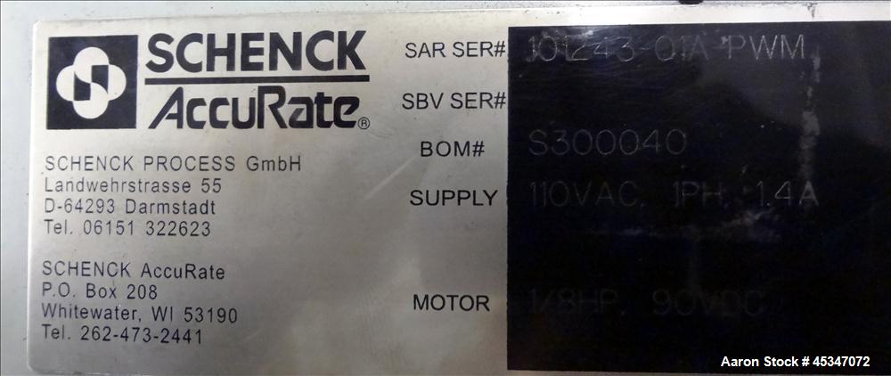 Used Schenk Volumetric Feeder, Model S300040, Stainless steel, 1" diameter x 14" long, 1/8 HP motor, with control box.