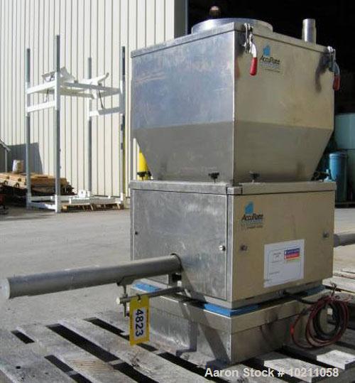 Used 2" Diameter Schenck AccuRate Stainless Steel Screw Feeder. Loss-in-weight design. Feeder placed on AccuRate platform scale, 220 lb capacity. 2" diameter centerless flat helix, standard pitch, du...