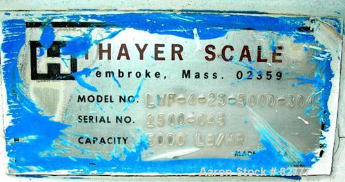 Used Stainless Steel Thayer Scale Loss-In-Weight Feeder, Model LWF-4-2S-5000-30