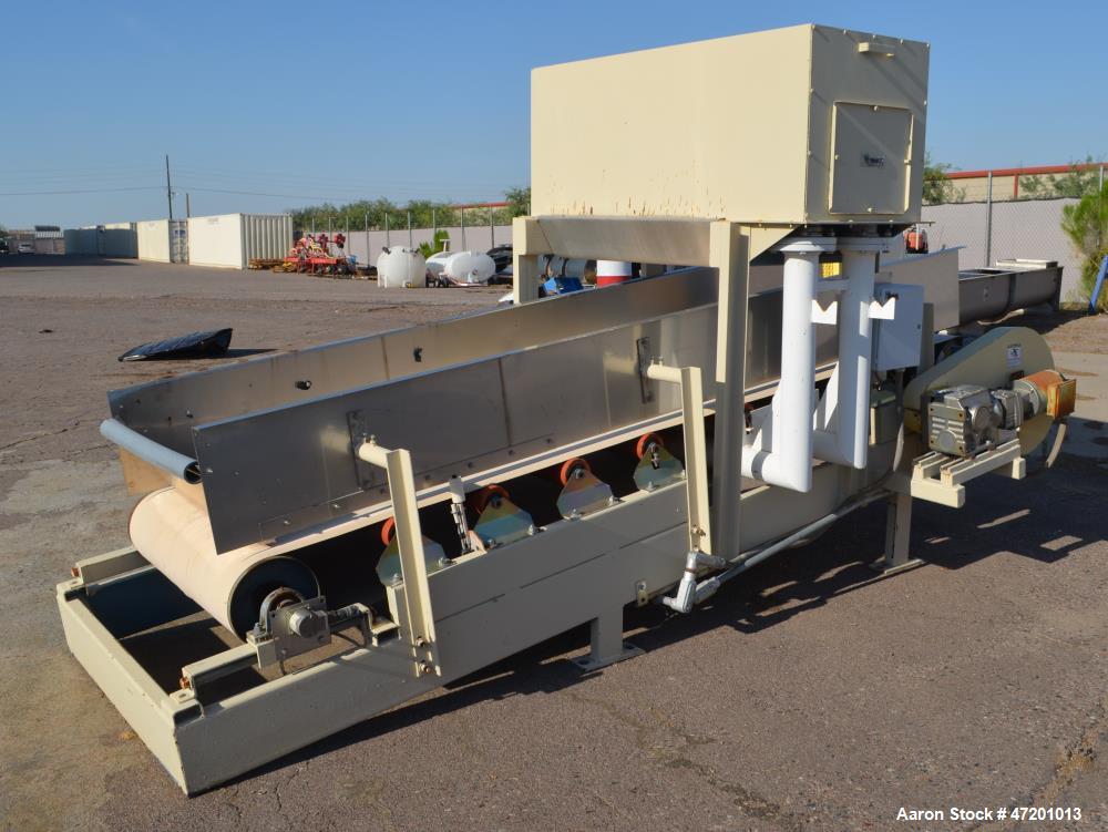 Used Thayer Scale M Series Low Density Weigh Belt Feeder, Model M-36T. Capacity 4000 pounds an hour. Approximate 36" wide x 120" long belt, driven by a 1/2hp, 3/60/230/460 volt, 1725 rpm gear motor, ...