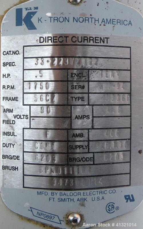 Used K-Tron Volumetric Twin Screw Feeder, 304 Stainless Steel. Approximate (.07) cubic feet an hour output.Approximate screw diamter is 1-1/2" total length of twin screws are 9-3/4". Driven by a 1/2 ...