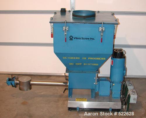 USED: Vibra Screw loss in weight feeder system. Includes Vibra Screw model CLIW2-500-5C, 2" screw, rated 52-1040 lbs/hour, feed hopper, load cell platform scale, variable frequency drive controller a...