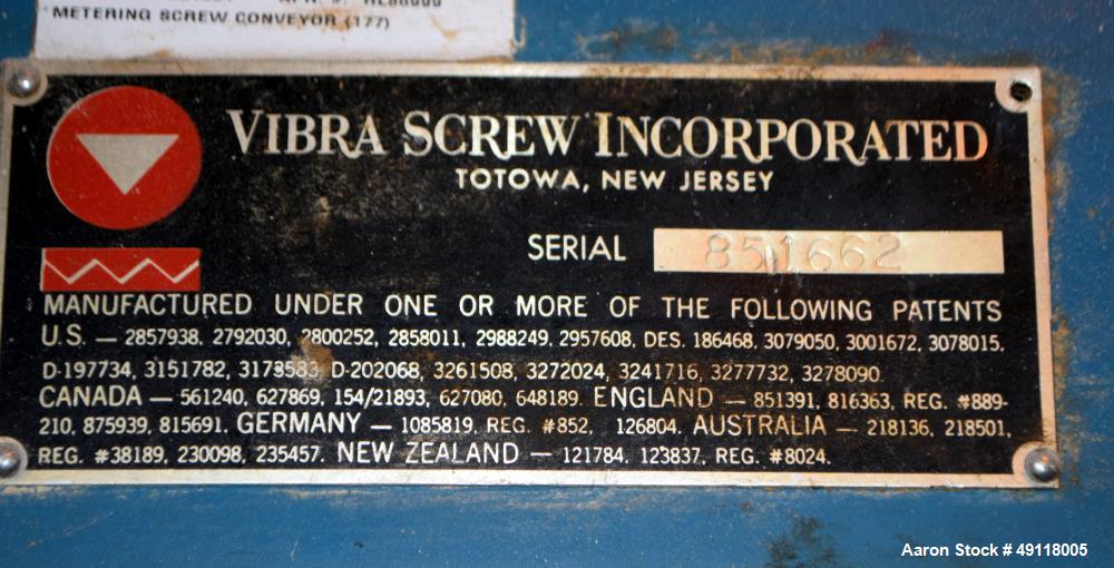 Used Vibra Screw 304 Stainless Steel Screw Feeder.